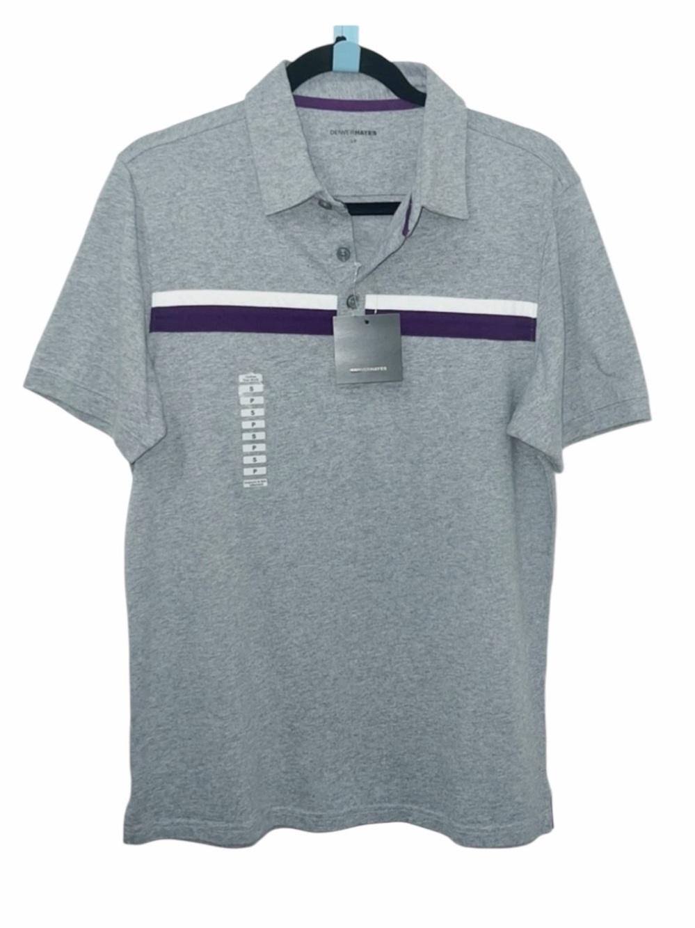 New Denver Hayes polo Mens Grey shirt size small